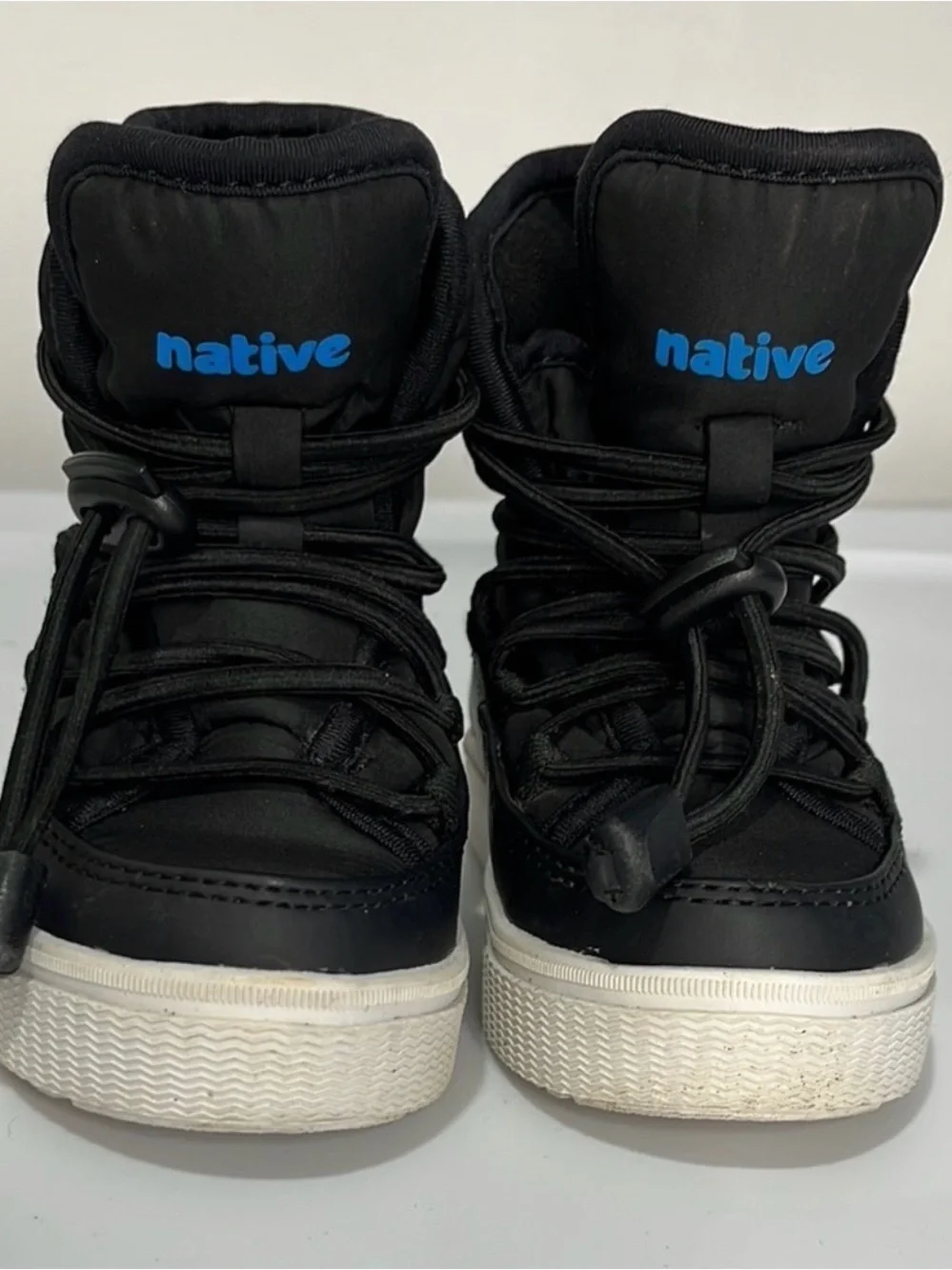 Native Black Kids Lace-Up Puffer Boot